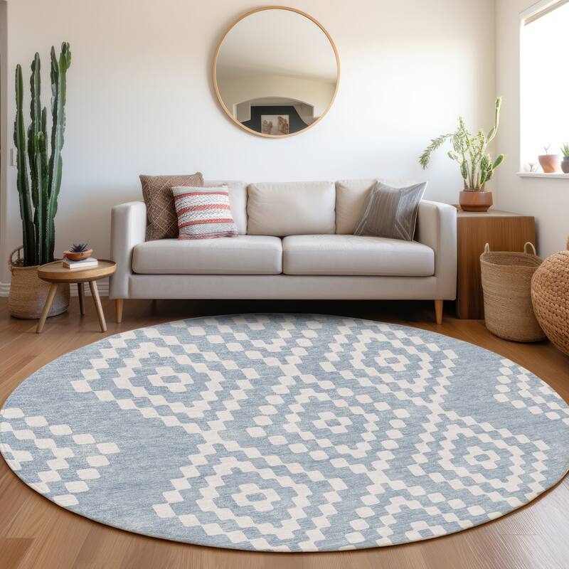 Premium Washable Super Soft Moroccan Modern Mayfield Rug - Denim - 8' x 8'