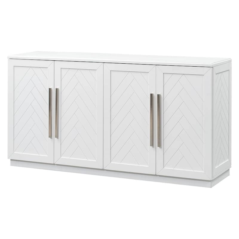 Solid Wood Sideboard with 4 Doors Large Storage Buffet Cabinet