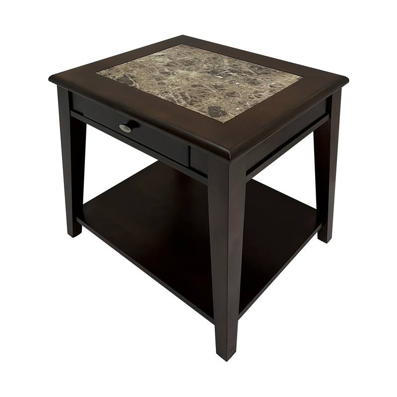 Classic Design Cherry Finish Wooden End Table with Drawer and Bottom Shelf 1pc Living Room Furniture Side table - Wood - Cherry