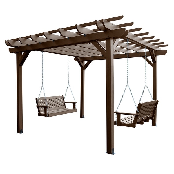 Highwood Bodhi Pergola (12 x 12) with 2 Lehigh 4ft Swings. Opens flyout.