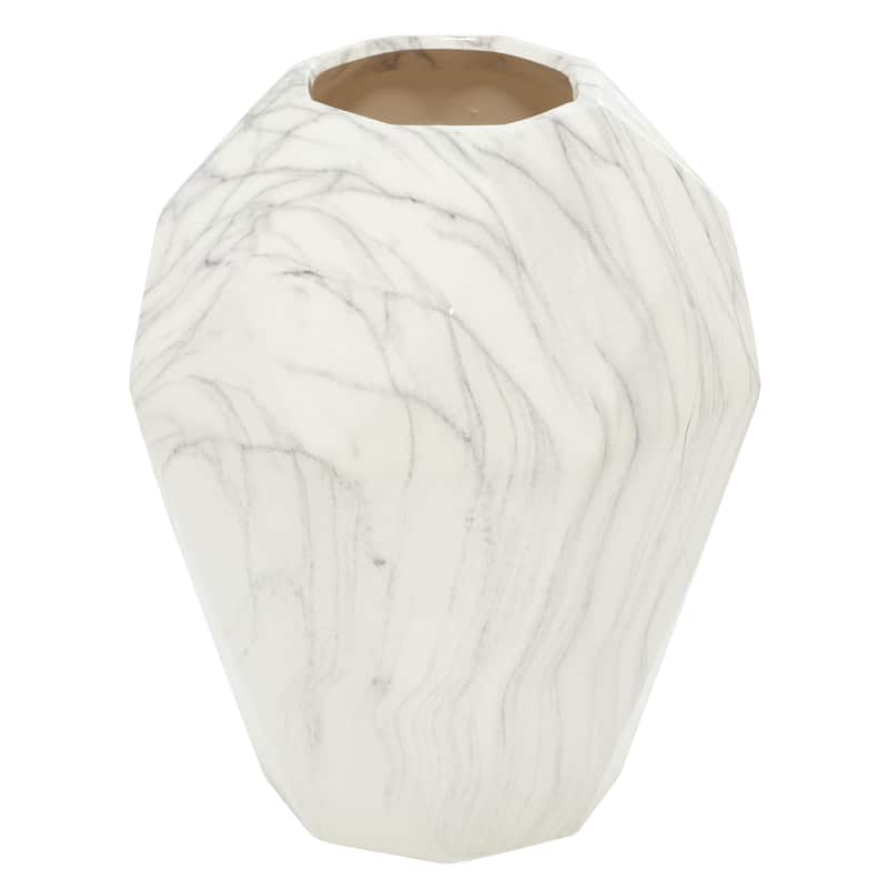 Ceramic Faux Marble Decorative Vase - White - Roche River Decor