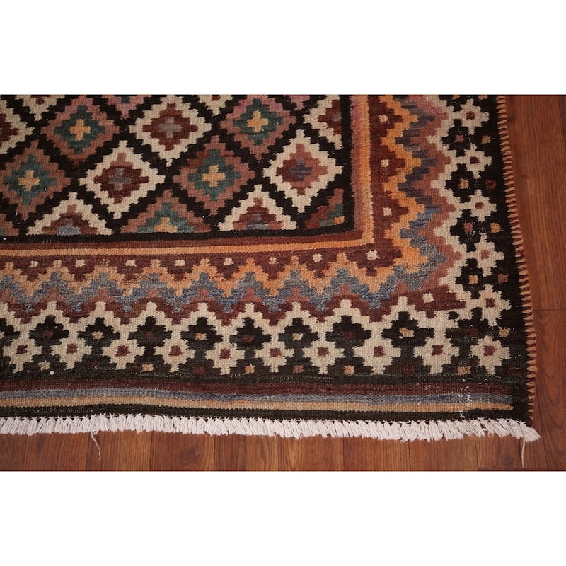 Trellis Kilim Persian Vintage Rug Flatweave Wool Carpet - 5'8" X 8'1"