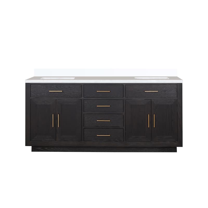 Abbey 60 in W x 22 in D Black Oak Double Bath Vanity and White Quartz Top