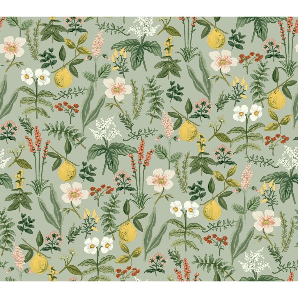 Rifle Paper Co. Herb Garden Sage Botanical Premium Peel + Stick Wallpaper
