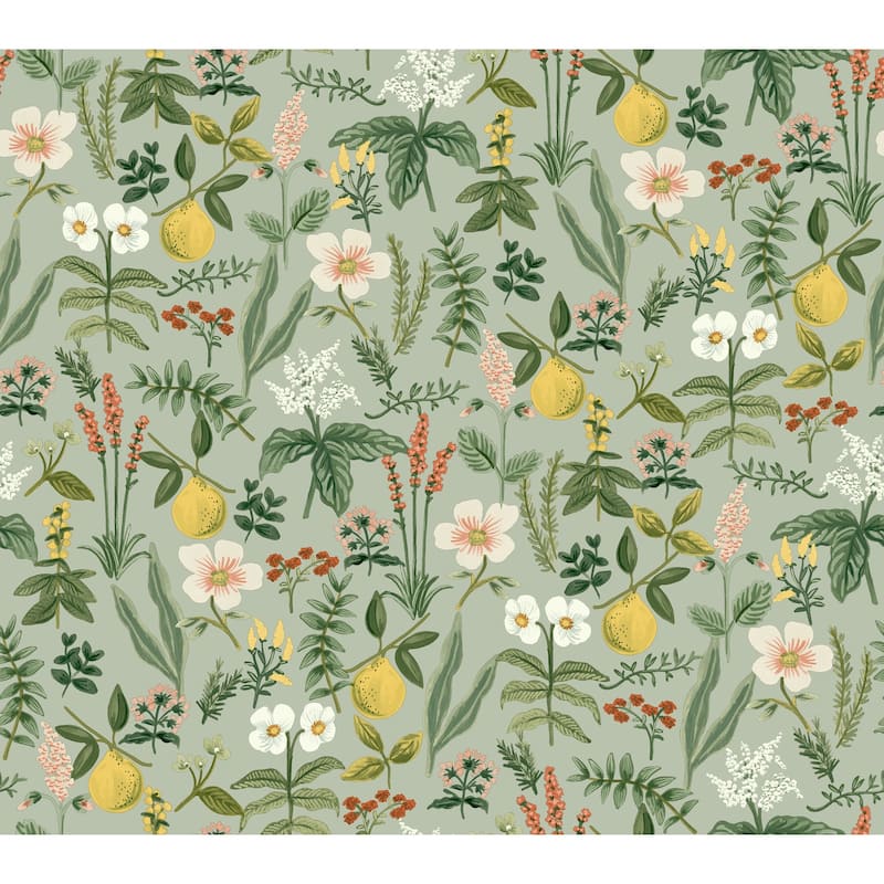 Rifle Paper Co. Herb Garden Sage Botanical Premium Peel + Stick Wallpaper