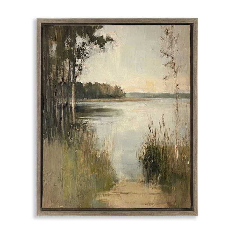 Stupell Wild Grasses by Lakeside Framed Floater Canvas Wall Art Design By Petal Prints Design - 17 x 21 - Brown