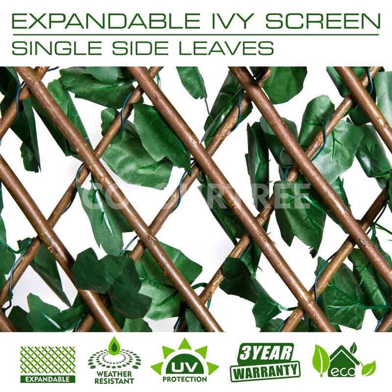 ColourTreeUSA 39" x 79" Expandable Artificial Ivy Leaf Vines Willow Trellis Privacy Fencing Screen