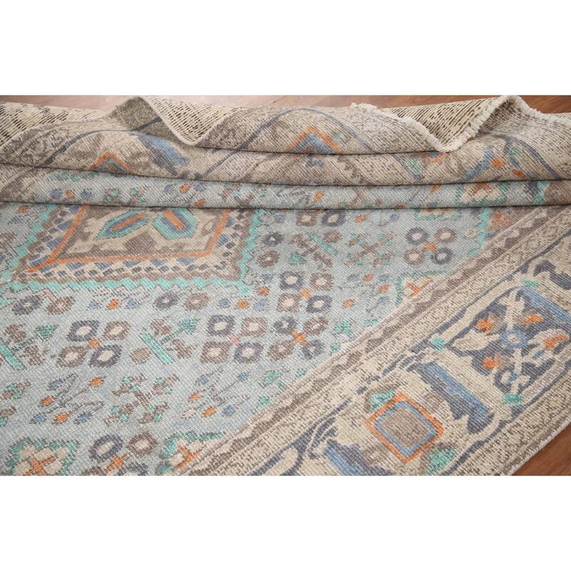Hand Knotted Oriental 100% Wool Carpet Traditional Medallion Navy Blue & Blues Joshaghan Area Rug - 9' 6'' X 6' 3''