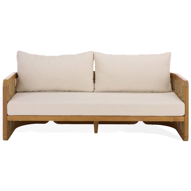 SAFAVIEH Couture Skipper Teak Patio Sofa - 69"W x 30"D x 24"H