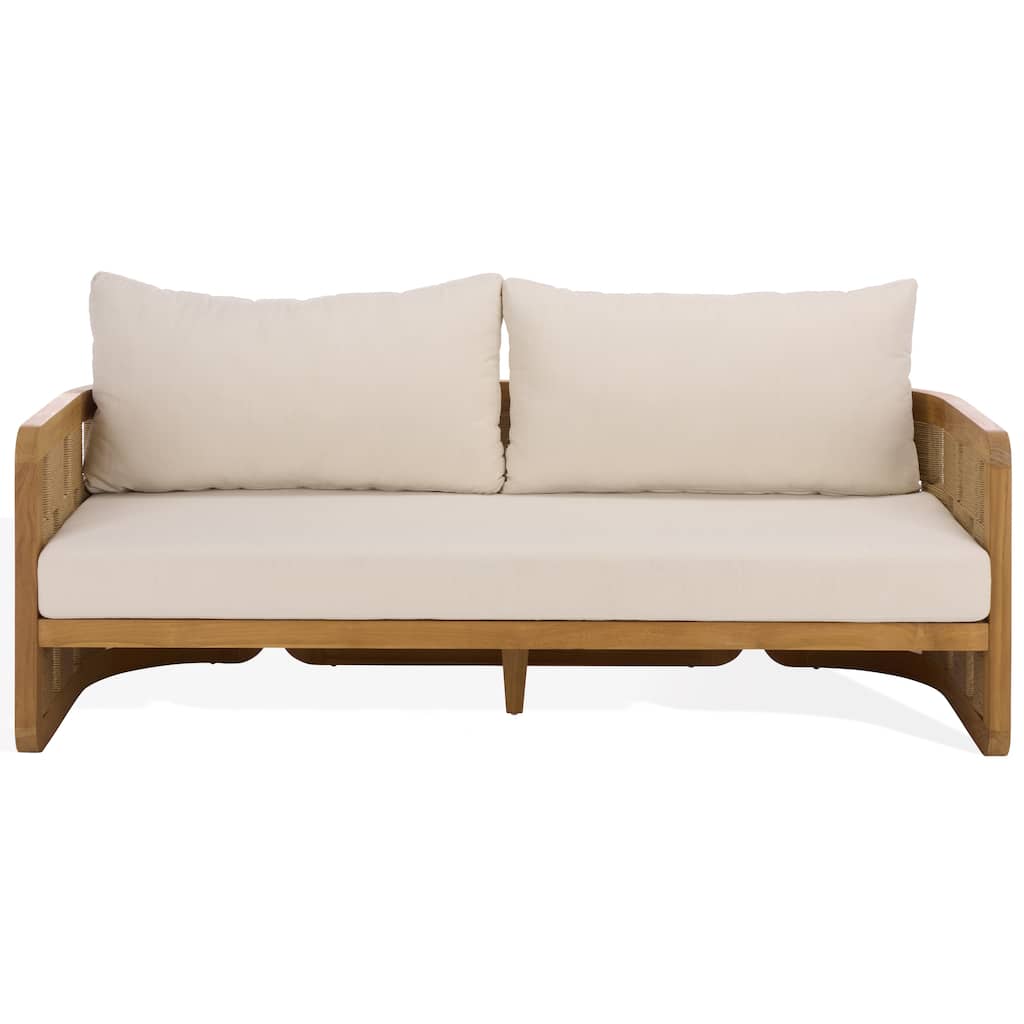 SAFAVIEH Couture Skipper Teak Patio Sofa - 69"W x 30"D x 24"H