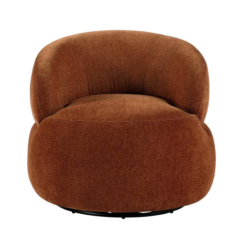 Fremont & Park Rhea 32" Dia Chenille Swivel Chair - 360-Degree Metal Swivel Base