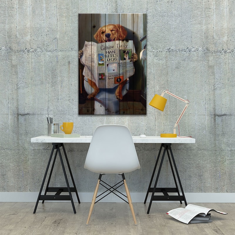 Dog Gone Funny Print On Wood by Lucia Heffernan - Multi-Color