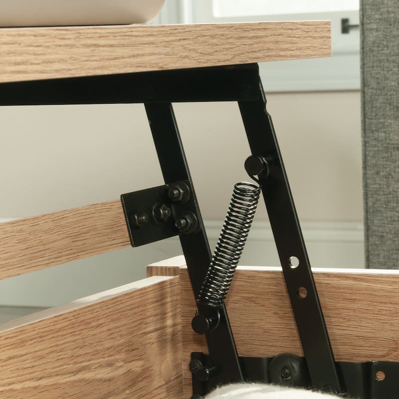 Wood Lift-Top Coffee Table with 1 drawer, Brown - 35.28" L x 31.26" W x 16.18" H