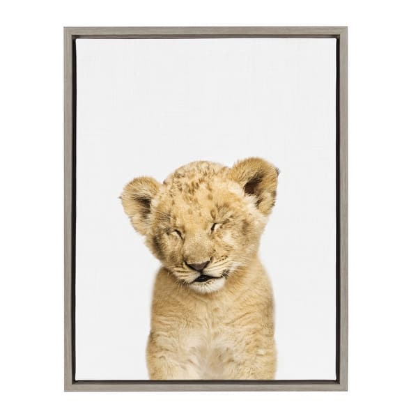 slide 2 of 20, Sylvie Sleepy Baby Lion Animal Print Framed Canvas Art by Amy Peterson