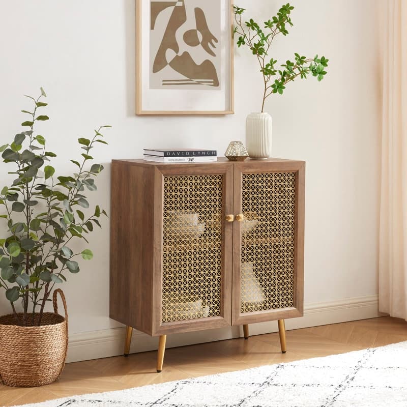 30.8'' W Wood Buffets and Sideboards Storage Cabinet - Rustic Oak