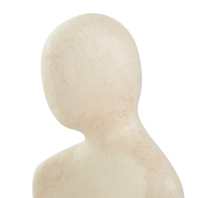 Cream Paper Mache Nesting People Decorative Sculpture with Black Accent Piece (Set of 2)