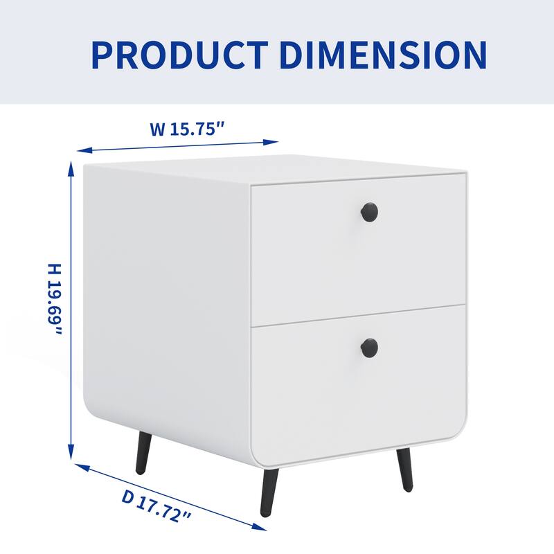 Modern Night Stand Storage Cabinet , Steel Cabinet With 2 Drawers, Bedside Furniture, Circular Handle