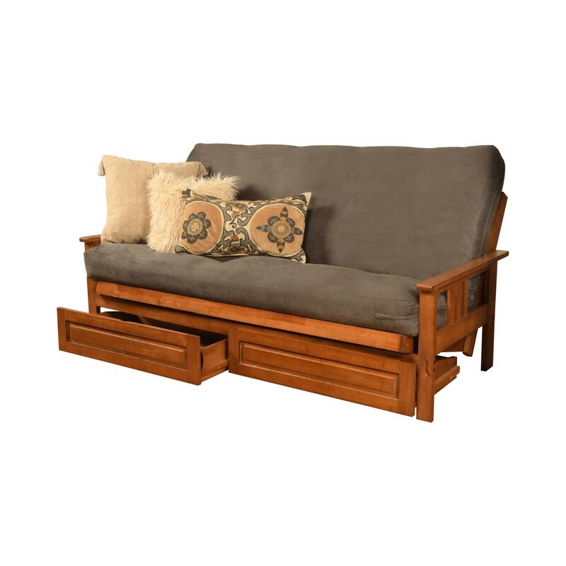Somette Monterey Sofa in Barbados Finish with Storage and Removable Suede Mattress Cover - Suede Gray