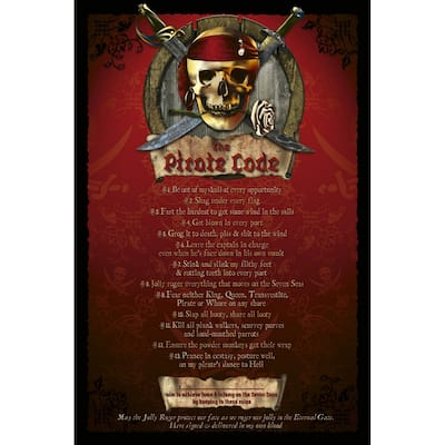 Pirate Code Typography Art Poster - 24 x 36 Inch