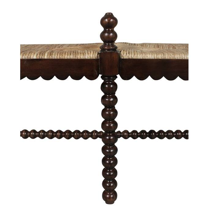 Isle of Man 60-inch Mahogany & Rush Accent Bench, Bobbin-Turned