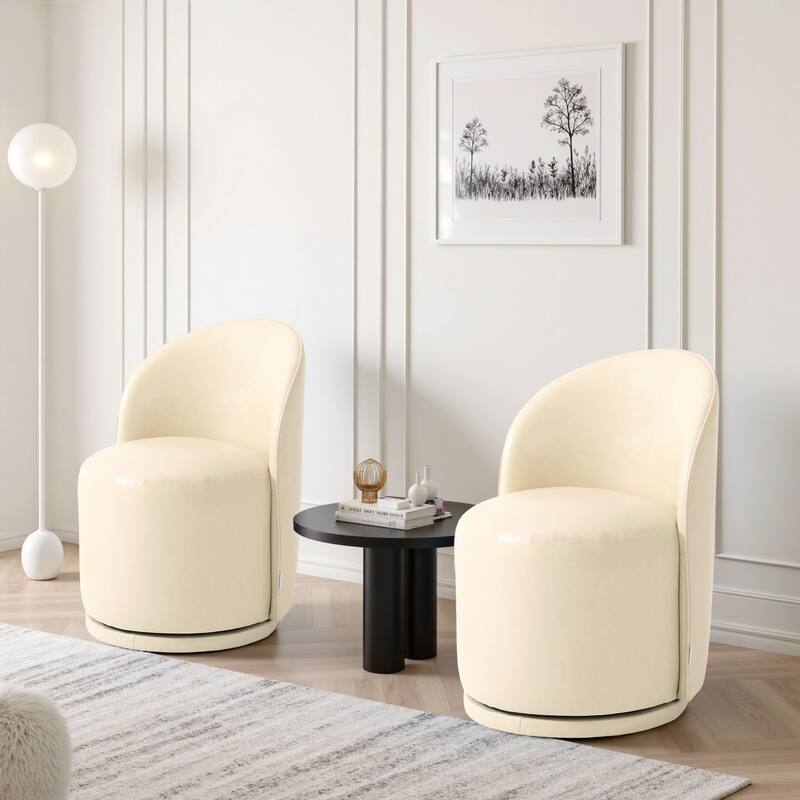 UIXE 2 Set Modern Upholstered Swivel Armless Side Dining Chairs