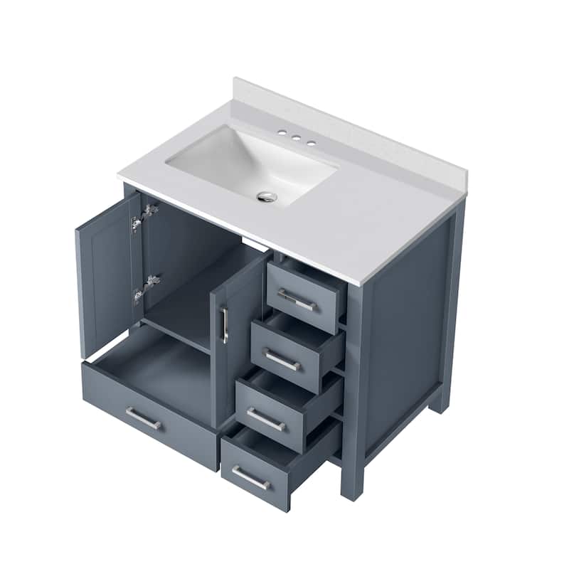 Jacques 36 in. W x 22 in. D Left Offset White Bath Vanity and Cultured Marble Top