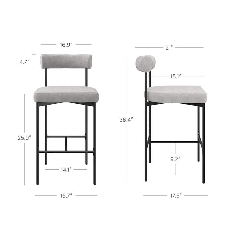 Nathan James Dahlia Counter Height Barstool or Dining Chair with Back and Upholstered Cushion