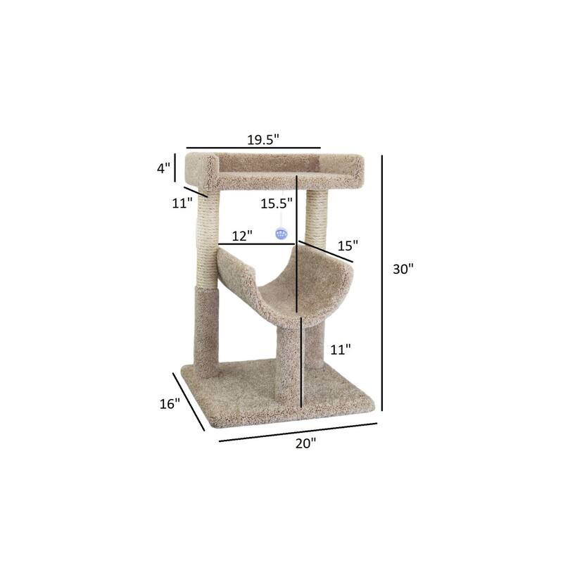 Window Cat Perch with Dual Levels, Sisal Scratching Posts and Play Toy for Relaxing Sunny Naps