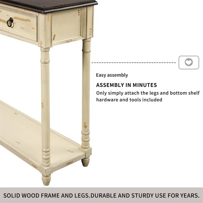 Merax Console Table Sofa Table with Projecting Drawers and Shelf for Entryway