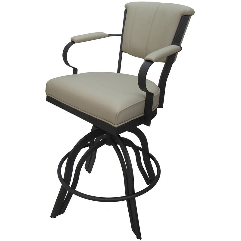 Miami Counter 26" or Bar 30" Metal Bar Stool on A Base - Ocean Beige Vinyl - Grey - Counter Height