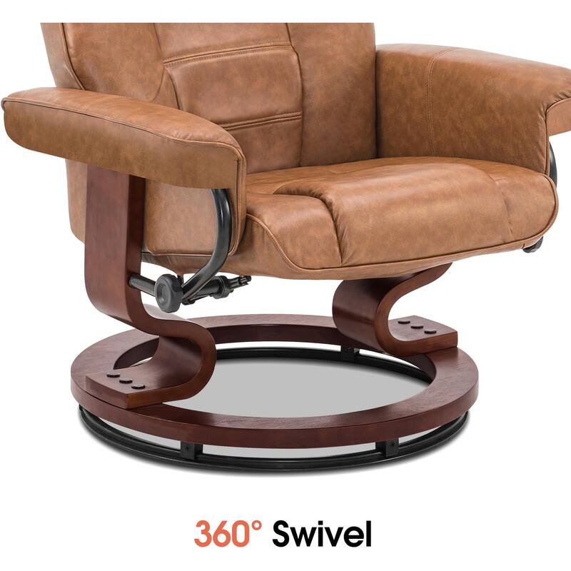 MCombo Swivel Recliner Chair with Wood Base and Ottoman