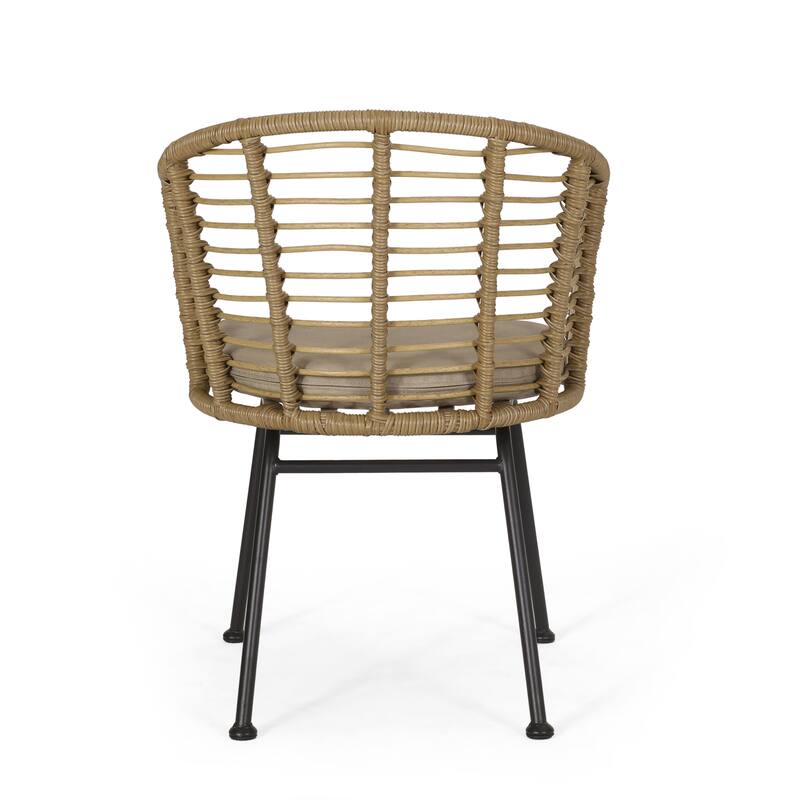 Randy Outdoor Wicker Chairs w/ Water-resistant Cushions (Set of 2) by Christopher Knight Home - 22.25" L x 22.75" W x 30.00" H
