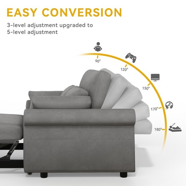 Moasis Sleeper Sofa Bed 3 in 1 Convertible Couch with Pullout Bed Reclining Backrest Storage Pockets 50 L x 37.6 W x 31.5 H On Sale Bed Bath Beyond 41443053