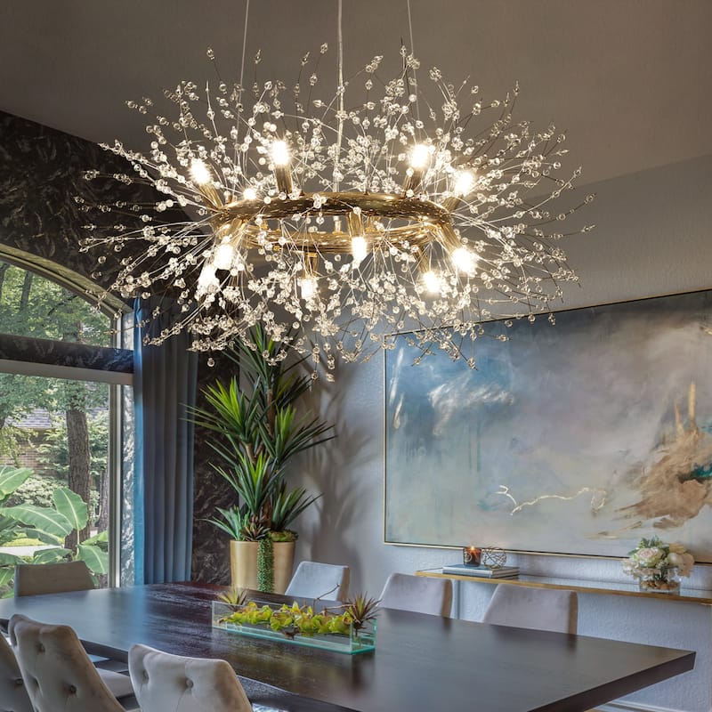 12/20-Light Modern Firework Dandelion Crystal Chandelier(Bulb Included)
