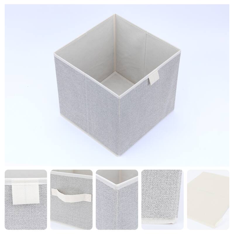 Storage Cube, Storage Bin with Handles for Shelves Closet, 1 Pack Collapsible Storage Basket for Organizing Clothes Blankets - Beige - 12*12*12in