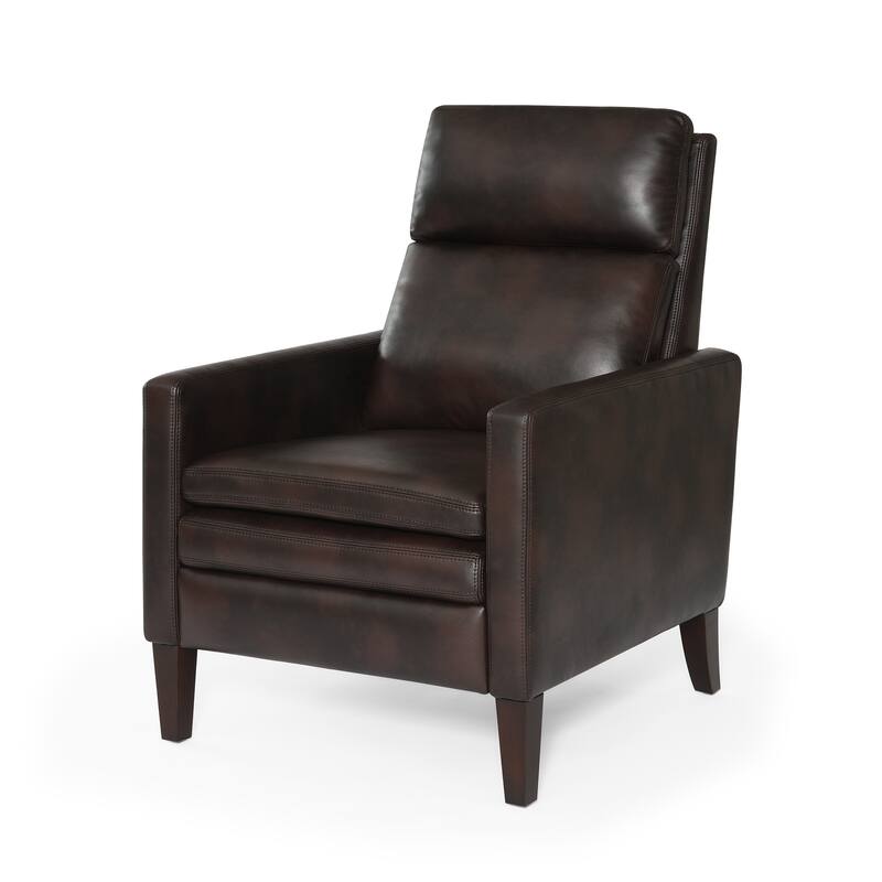 Vaughn Burnished Brown Faux Leather Push Back Recliner