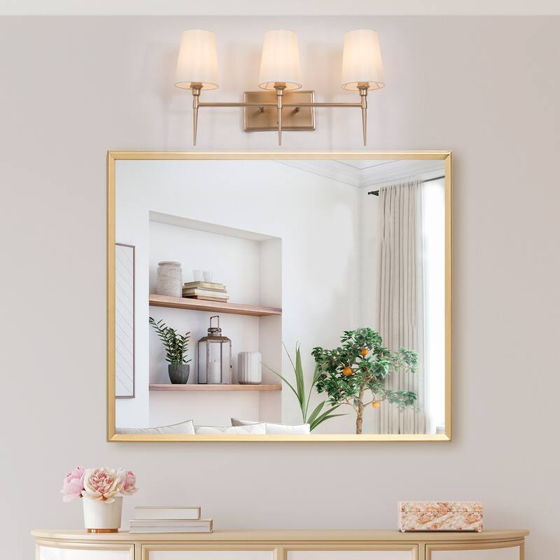 Barr Mid-Century Modern Gold Bathroom Vanity Light Dimmable Fabric Wall Sconces