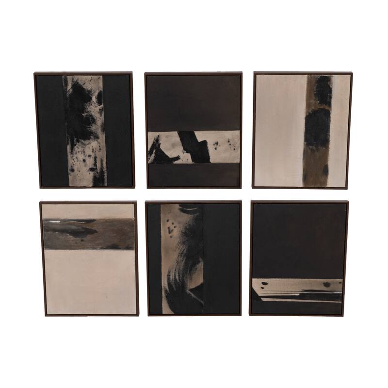 Contemporary Wall Art Paintings with Neutral Designs Set of 6 - Brown, 20"