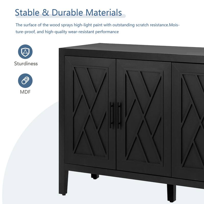 60" 4 Doors Wooden Twill Sideboard