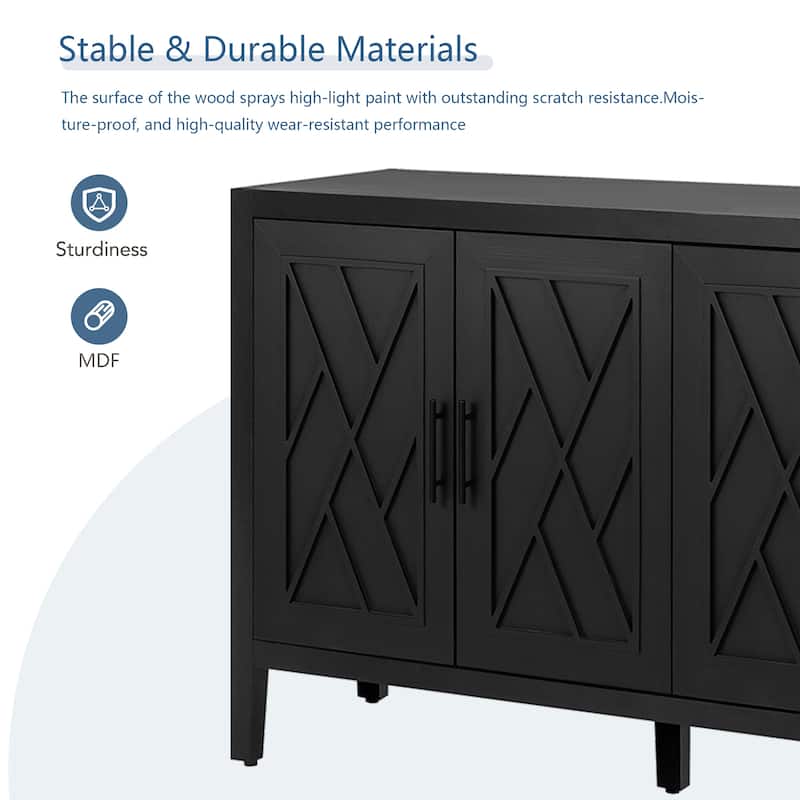 Roomfitters 4 Door Wooden Twill Sideboard American Country Vintage Old Living Room Dining Room Hallway Entryway Cabinet