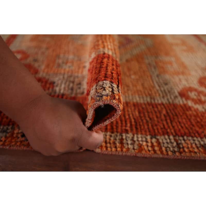Orange Oushak Turkish Vintage Runner Rug Handmade Wool Carpet - 3'1"x 10'11"