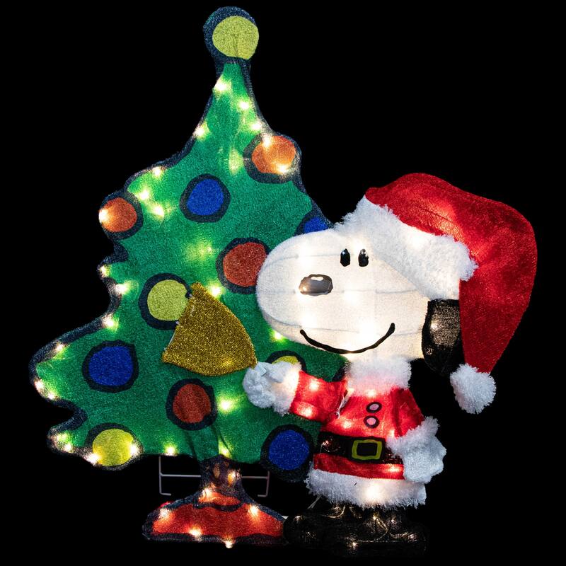32" LED Peanuts Snoopy Christmas Tree Outdoor Decoration Clear Lights - Green