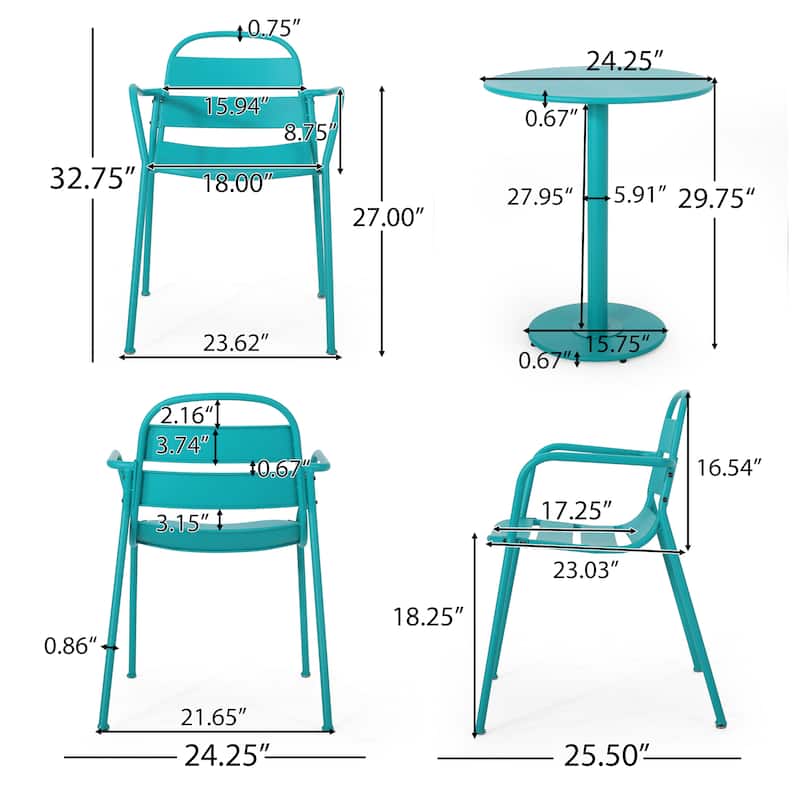 Terra Outdoor Outdoor 3 Piece Bistro Set by Christopher Knight Home - N/A