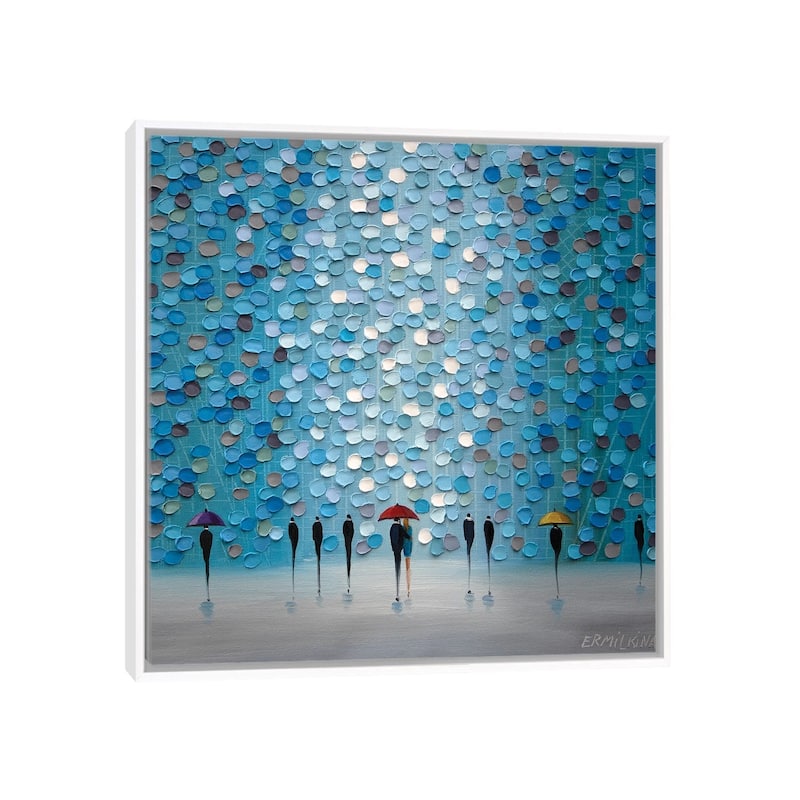 iCanvas "3 Tiny Umbrellas" by Ekaterina Ermilkina Framed Canvas Print - 26x26 - White