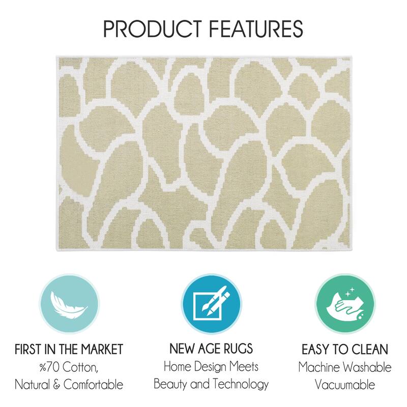 Sussexhome Heavy Duty Ultra Thin Non Slip Washable Cotton Indoor Rug - 2' x 3'