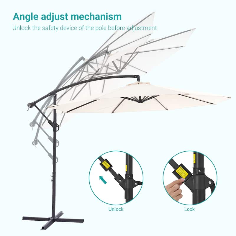 BONOSUKI 10ft Patio Offset Umbrella Outdoor Hanging Umbrella