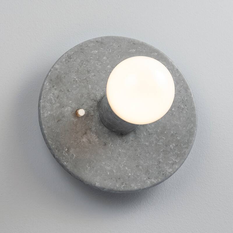 Ceramic Stepped Discus Wall Sconce - Concrete
