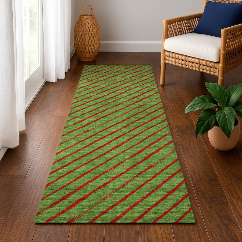 Premium Washable Super Soft Angle Stripe Mayfield Rug - Fern - 2'3" x 7'6"