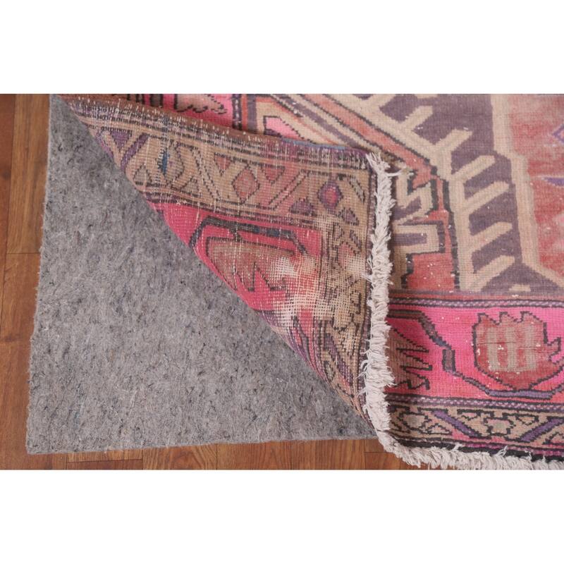 Hand Knotted Oriental 100% Wool Carpet Traditional Geometric Purples Meshkin Runner Rug - 10' 4'' X 4' 4''