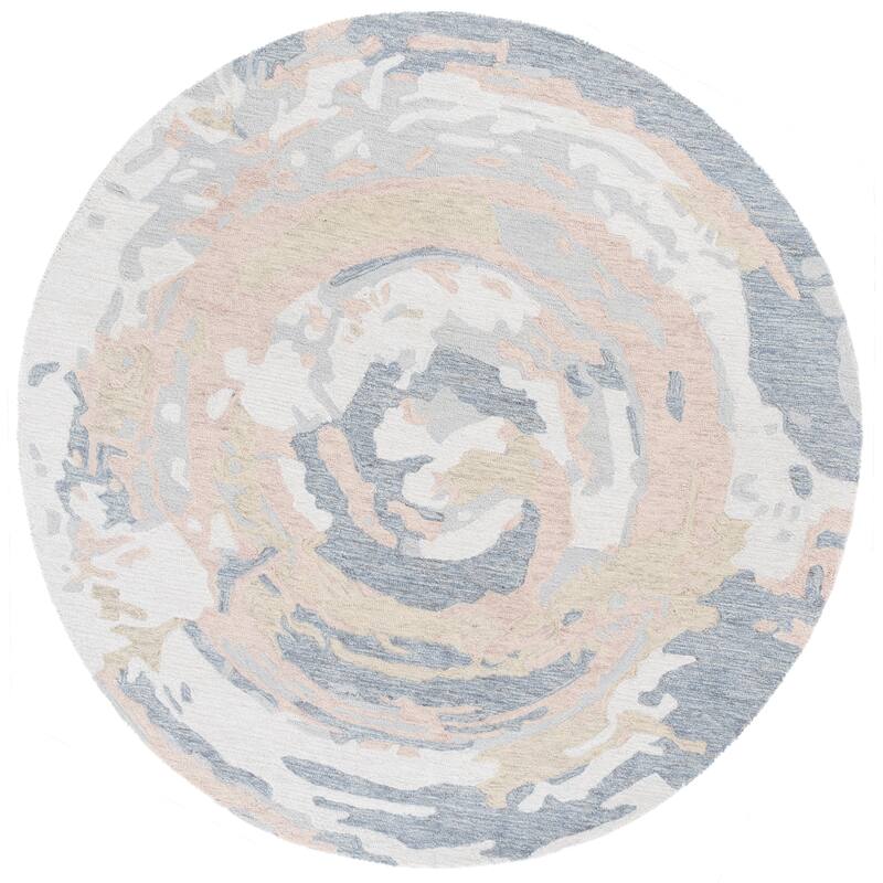 SAFAVIEH Handmade Ebony Taniusa Modern Contemporary Wool Rug - 6' Round - Grey/Ivory